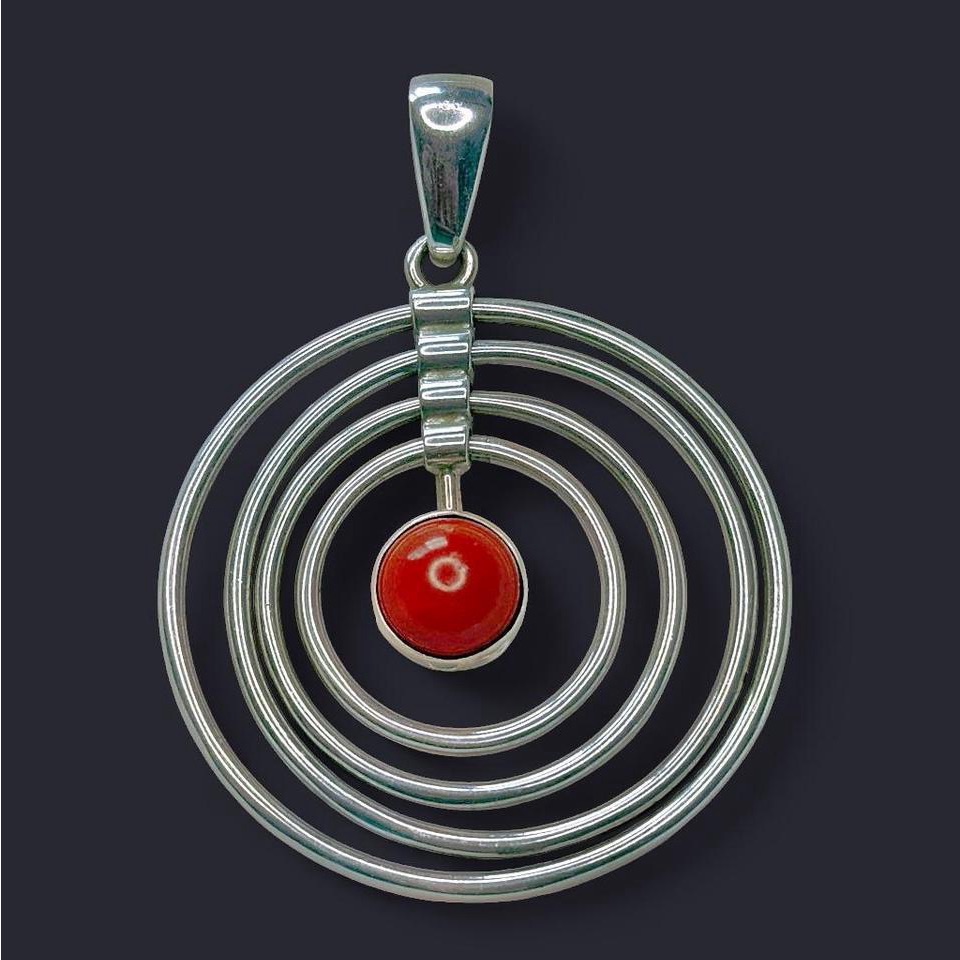 Charles Albert Sterling Silver Red Jasper Circle Pendant 85$